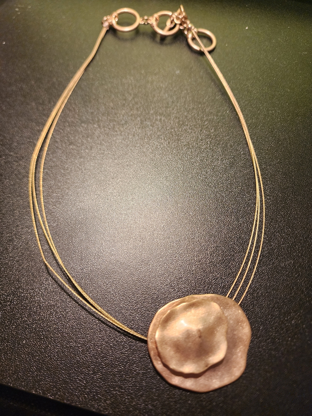 Elegant Gold-Tone Layered Pendant Necklace